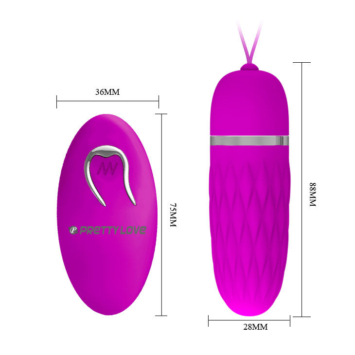Close-up do Ovo Vibrante Pretty Love Flirtation Dawn com controlo remoto e design em silicone lilás.