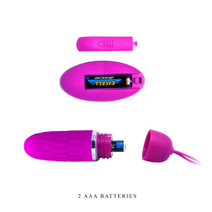 Close-up do Ovo Vibrante Pretty Love Flirtation Dawn com controlo remoto e design em silicone lilás.