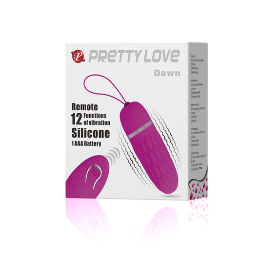 Close-up do Ovo Vibrante Pretty Love Flirtation Dawn com controlo remoto e design em silicone lilás.