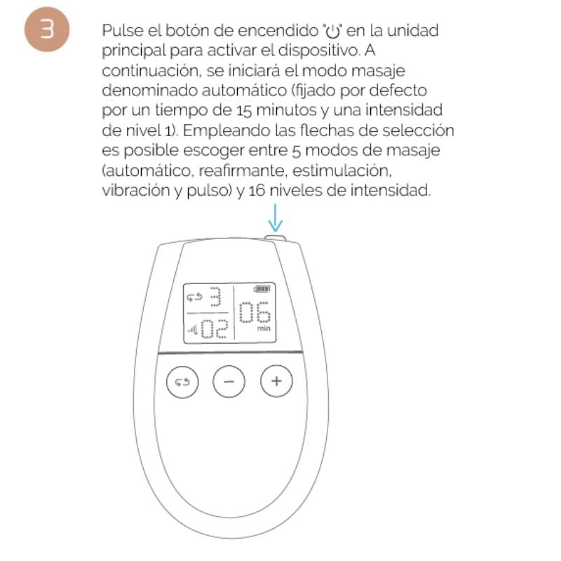 Close-up of the 500 COSMETICS U-Tonic Electroestimulator for muscle toning and firming, showing its compact design.