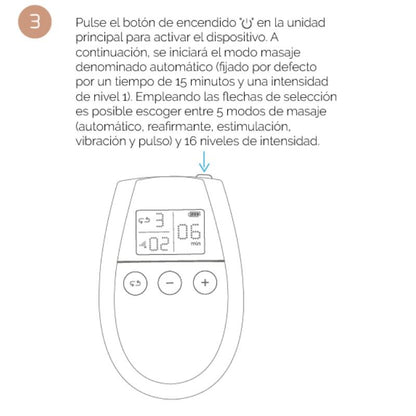 Close-up of the 500 COSMETICS U-Tonic Electroestimulator for muscle toning and firming, showing its compact design.