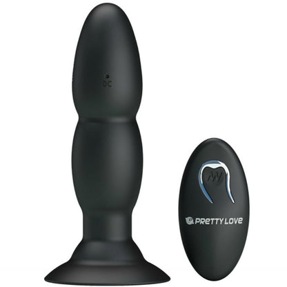 PRETTY LOVE Vibrador Love Plug Anal com Rotação e Controle Remoto, mostrando seu design e funcionalidades.