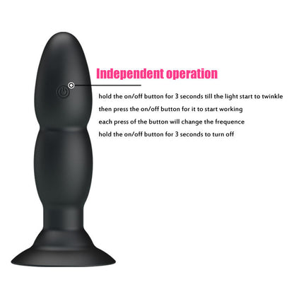 PRETTY LOVE Vibrador Love Plug Anal com Rotação e Controle Remoto, mostrando seu design e funcionalidades.