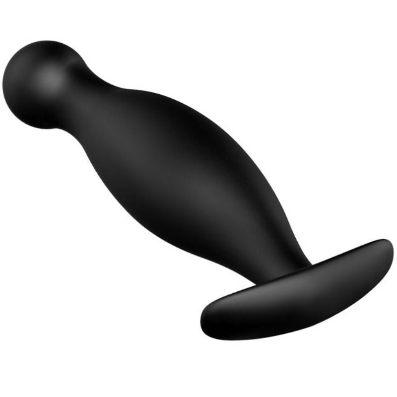 Close-up do Plug Anal de Silicone Ergonômico PRETTY LOVE 11.7 CM Preto, mostrando seu design e material.
