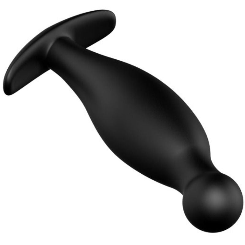 Close-up do Plug Anal de Silicone Ergonômico PRETTY LOVE 11.7 CM Preto, mostrando seu design e material.
