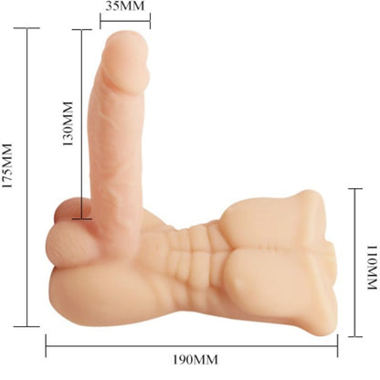 Baile Temptation Torso Masculino Vibratório com Controle Remoto, detalhe do material e funcionalidades.