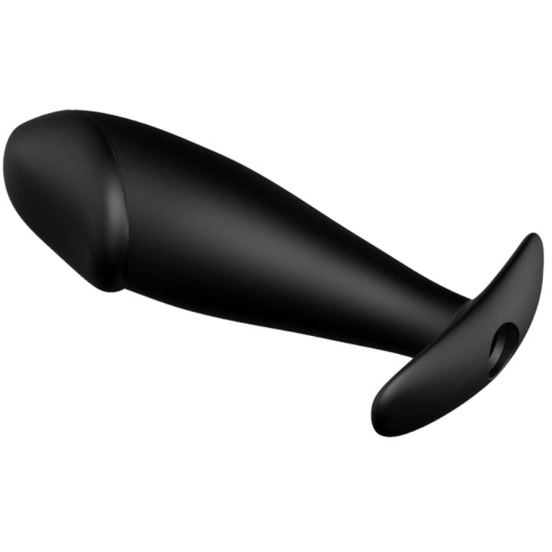 Plug anal vibratório PRETTY LOVE em silicone preto, formato de pénis com controlo remoto.