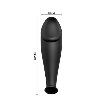 Plug anal vibratório PRETTY LOVE em silicone preto, formato de pénis com controlo remoto.