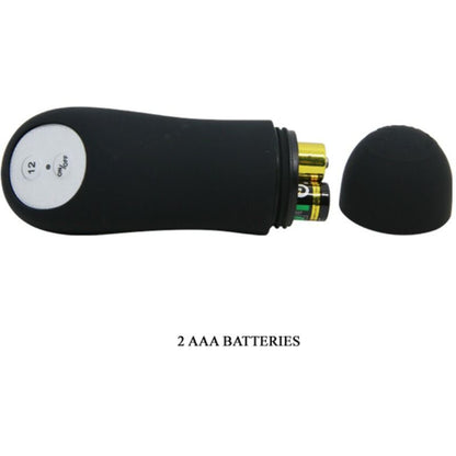 Plug anal vibratório PRETTY LOVE em silicone preto, formato de pénis com controlo remoto.