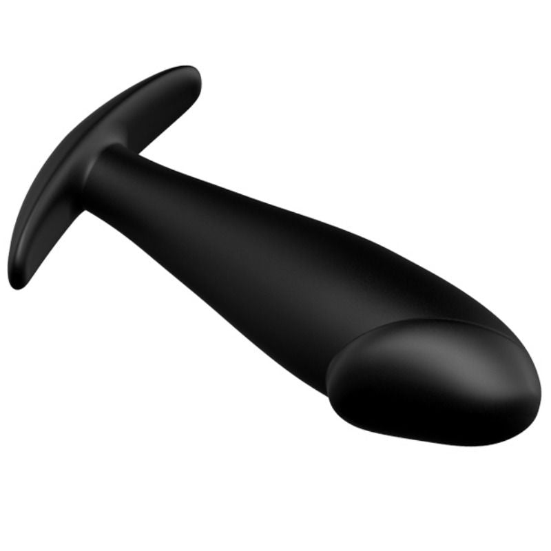 Plug anal vibratório PRETTY LOVE em silicone preto, formato de pénis com controlo remoto.