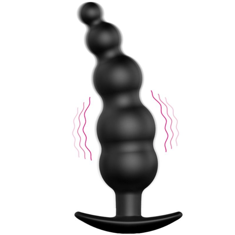 Close-up of the PRETTY LOVE Plug Anal de Silicone com 12 Modos de Vibração mostrando sua textura, forma e controle remoto.