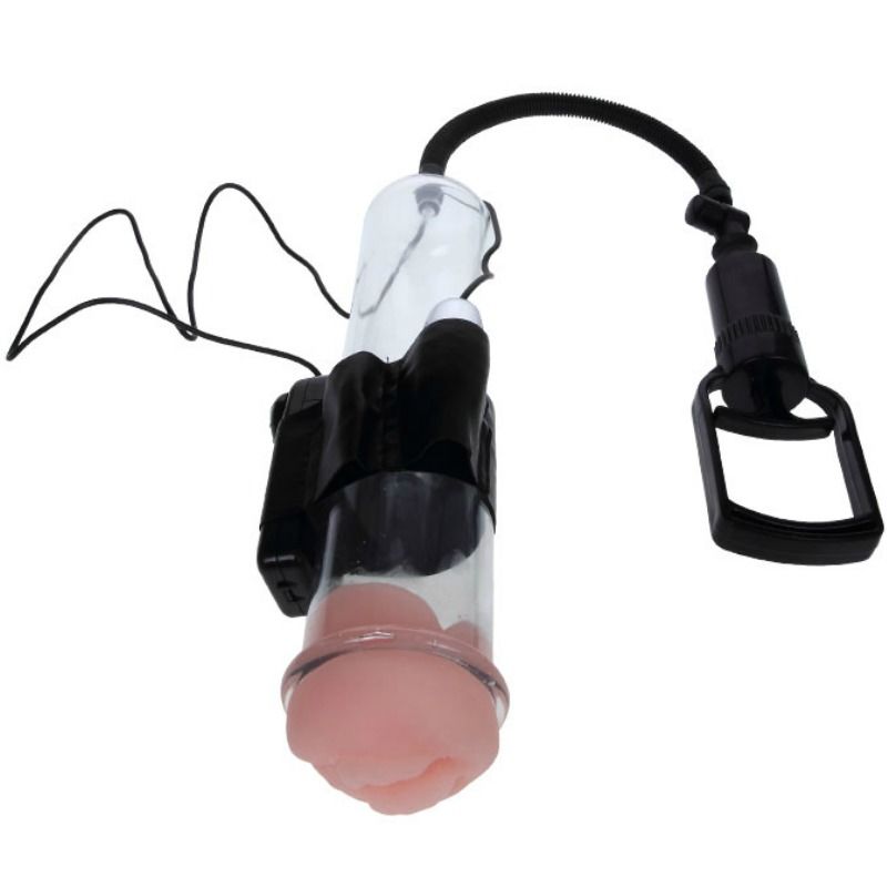 Detalhe da Bomba Peniana BAILE de Vácuo com Vibração, mostrando o tubo transparente e a base vibratória.