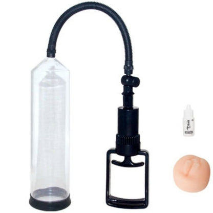 Imagem da Bomba de Vácuo Peniana BAILE, destacando o sistema de inflação e o cilindro transparente.