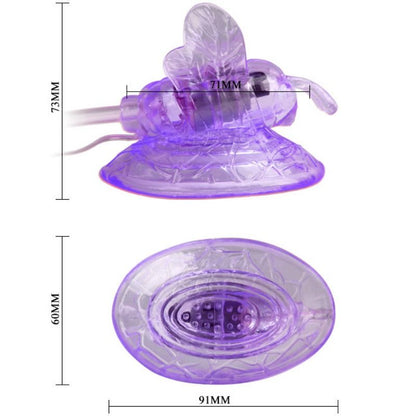 BAILE Borboleta Vibratória Lilás para Estimulação Clitoriana, mostrando seu design ergonômico e material macio.