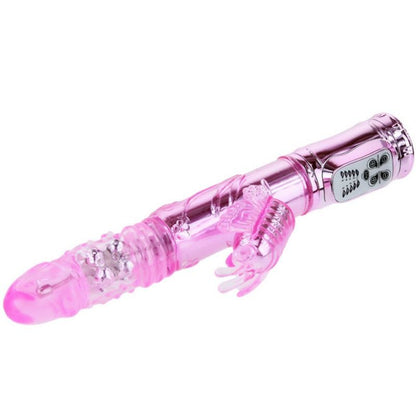 Vibrador Baile Recarregável com rotação e estimulador de borboleta pulsante, em silicone.