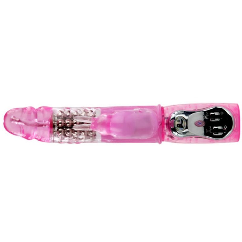 Imagem do BAILE Vibrador Coelho com Rotação e Multivelocidade, destacando o design e as características de estimulação clitoriana e do ponto G.