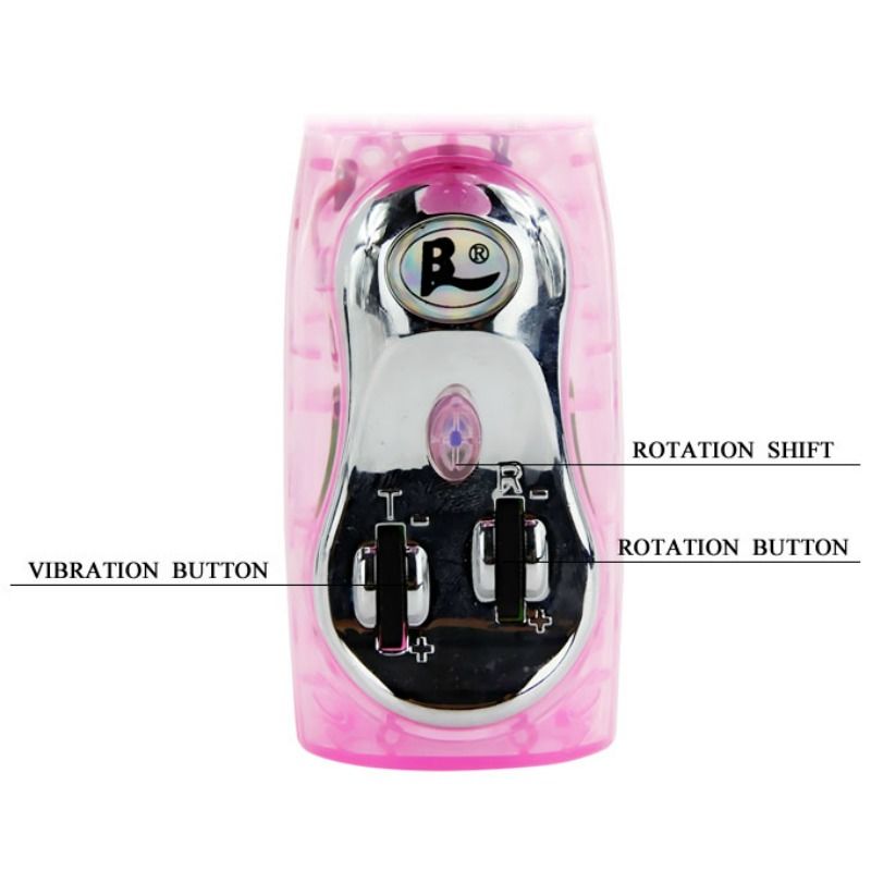 Imagem do BAILE Vibrador Coelho com Rotação e Multivelocidade, destacando o design e as características de estimulação clitoriana e do ponto G.