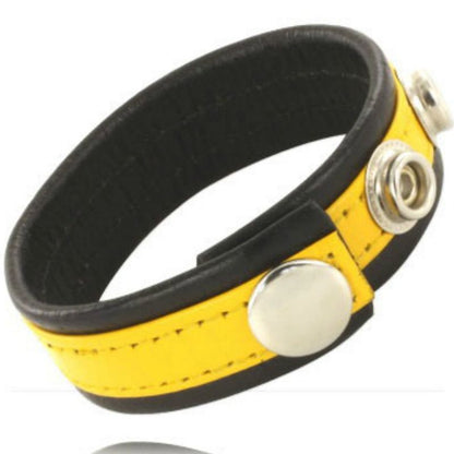 Cinta Peniana de Couro Ajustável Pénis Amarelo-Preto