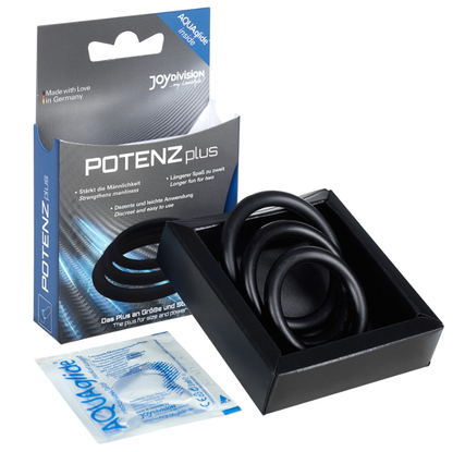 Anel Peniano POTENZDUO - Plus Conjunto de 3 Anéis Pretos - S, M, L