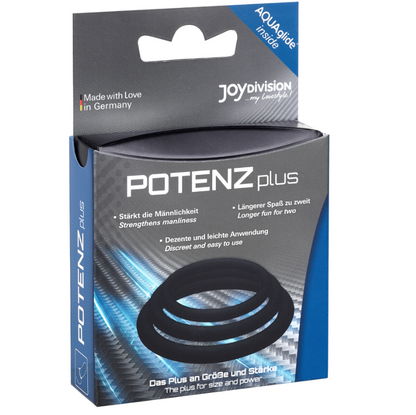 Anel Peniano POTENZDUO - Plus Conjunto de 3 Anéis Pretos - S, M, L