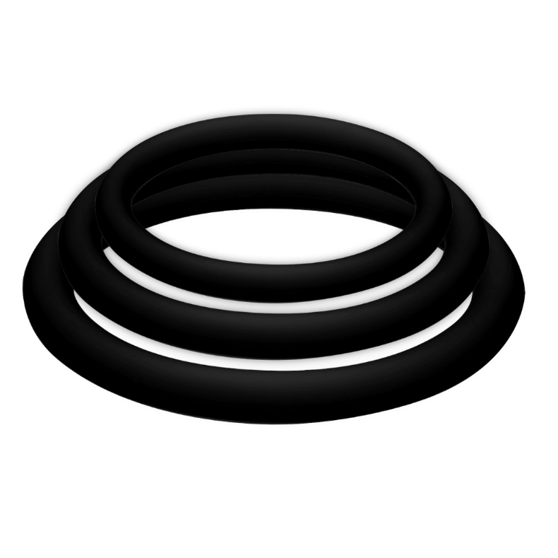 Anel Peniano POTENZDUO - Plus Conjunto de 3 Anéis Pretos - S, M, L
