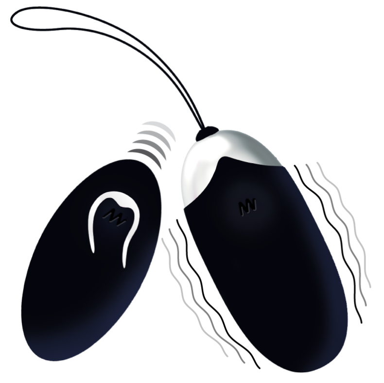 Close-up do INTENSE Flippy II Ovo Vibratório com Controle Remoto Preto, mostrando seu design compacto e elegante.