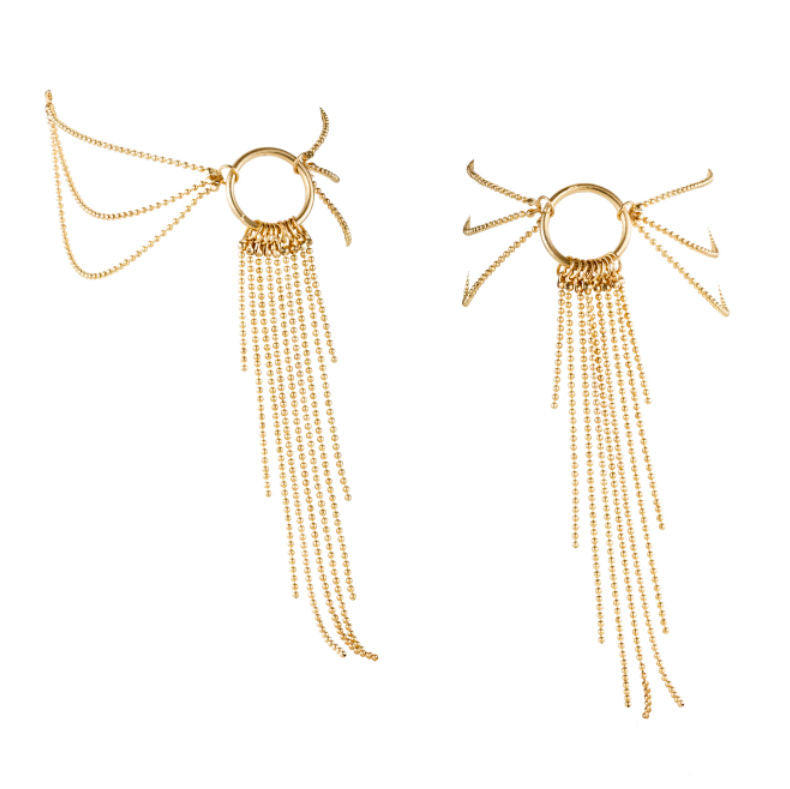 BIJOUX Acessórios de Pés Magníficos de Ouro, detalhe do design inspirado em cabaret.