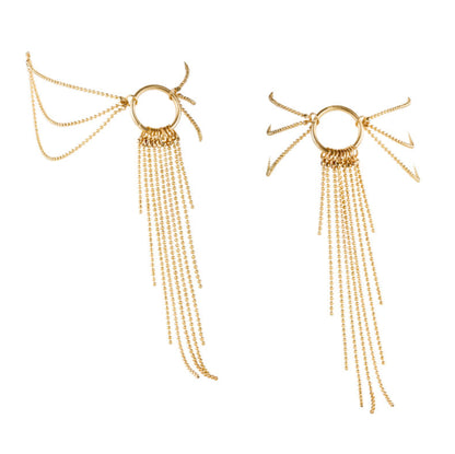 BIJOUX Acessórios de Pés Magníficos de Ouro, detalhe do design inspirado em cabaret.
