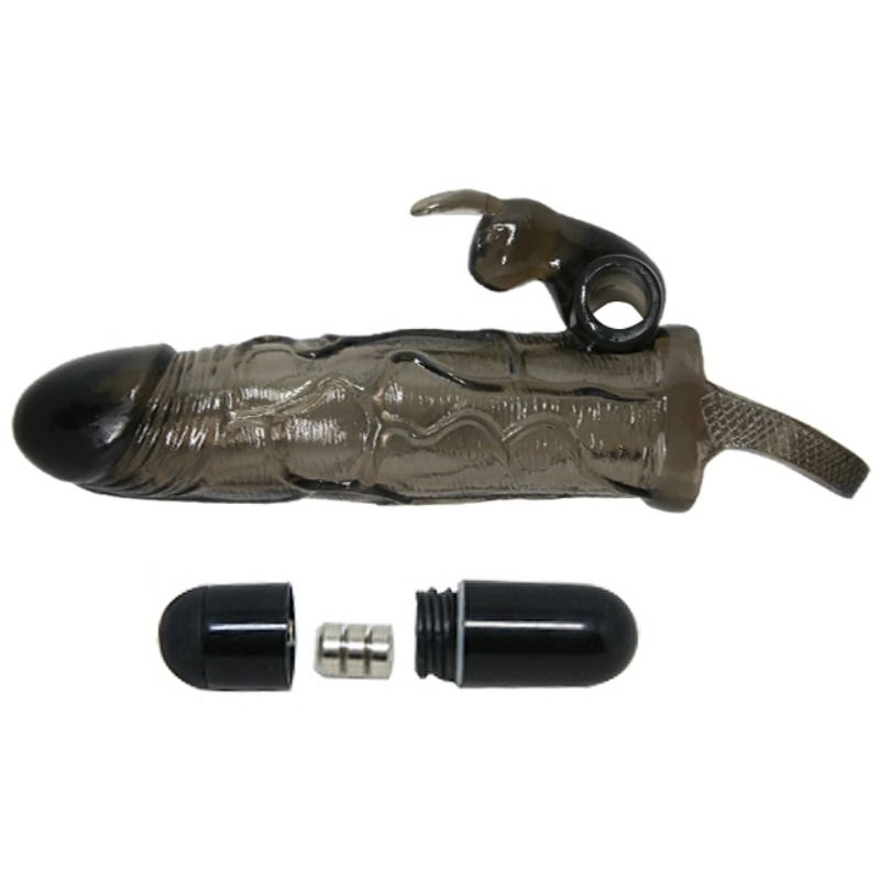 Capa para Pénis Vibratória BAILE Brave Man com design realista e vibrador de coelho para estimulação de casais.