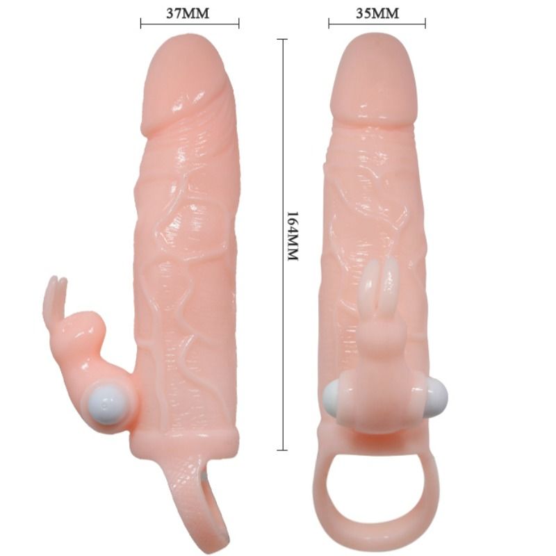 Capa para Pénis Vibratória BAILE Brave Man com Coelho e Motor Duplo de 16.5 cm para prazer intenso.