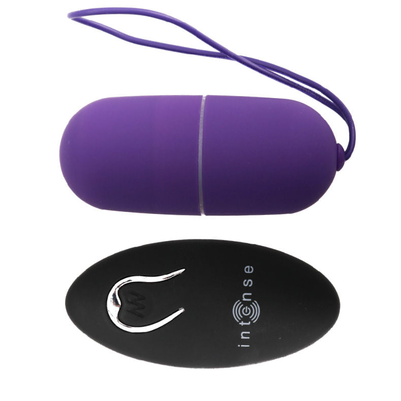 Close-up of the INTENSE Flippy I - Ovo Vibratório com Controle Remoto Roxo, highlighting its smooth silicone texture and compact design.