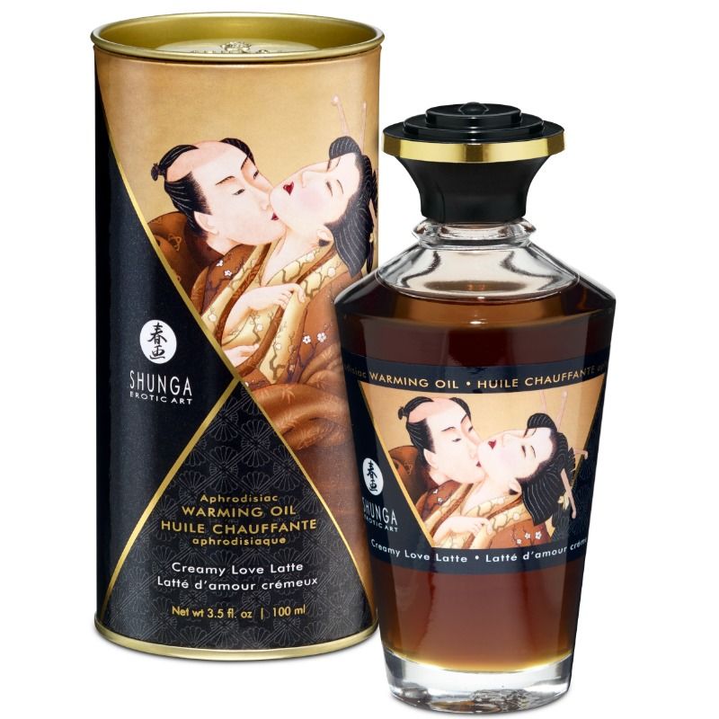 SHUNGA Óleo de Massagem com Efeito de Calor Love Latte 100 ML para massagens sensuais.