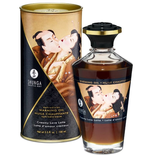 SHUNGA Óleo de Massagem com Efeito de Calor Love Latte 100 ML para massagens sensuais.