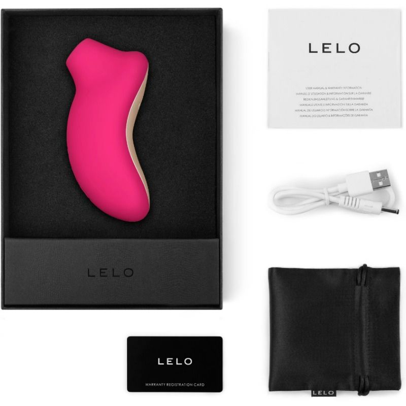 Close-up do Estimulador de Clitóris LELO Sona Cruise na cor cereja, destacando seu design ergonómico e silicone suave.