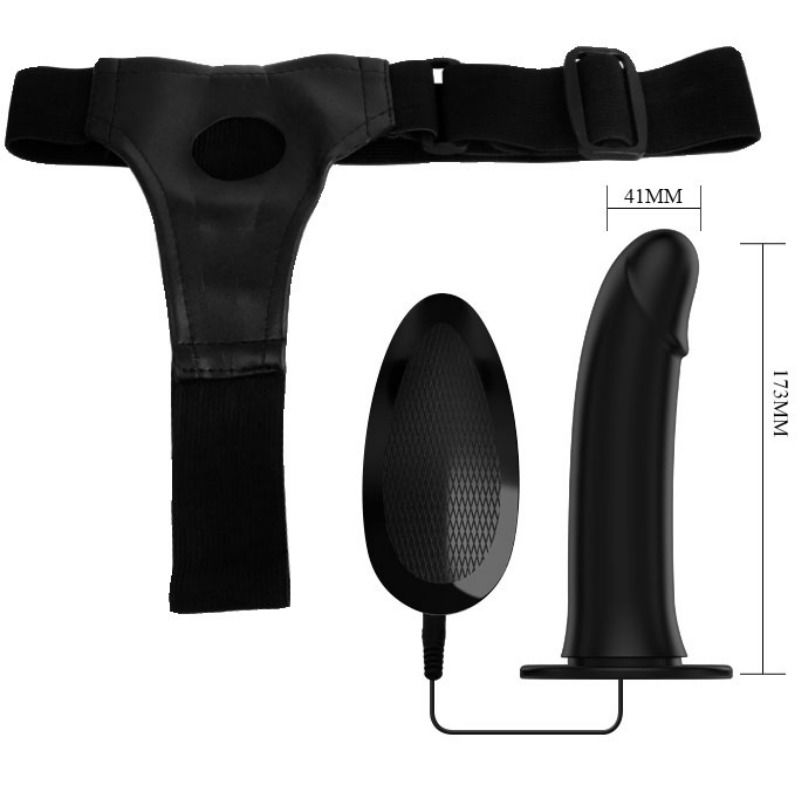 Strap-on vibratório PRETTY LOVE Vito com dildo oco e controlo remoto para prazer partilhado.