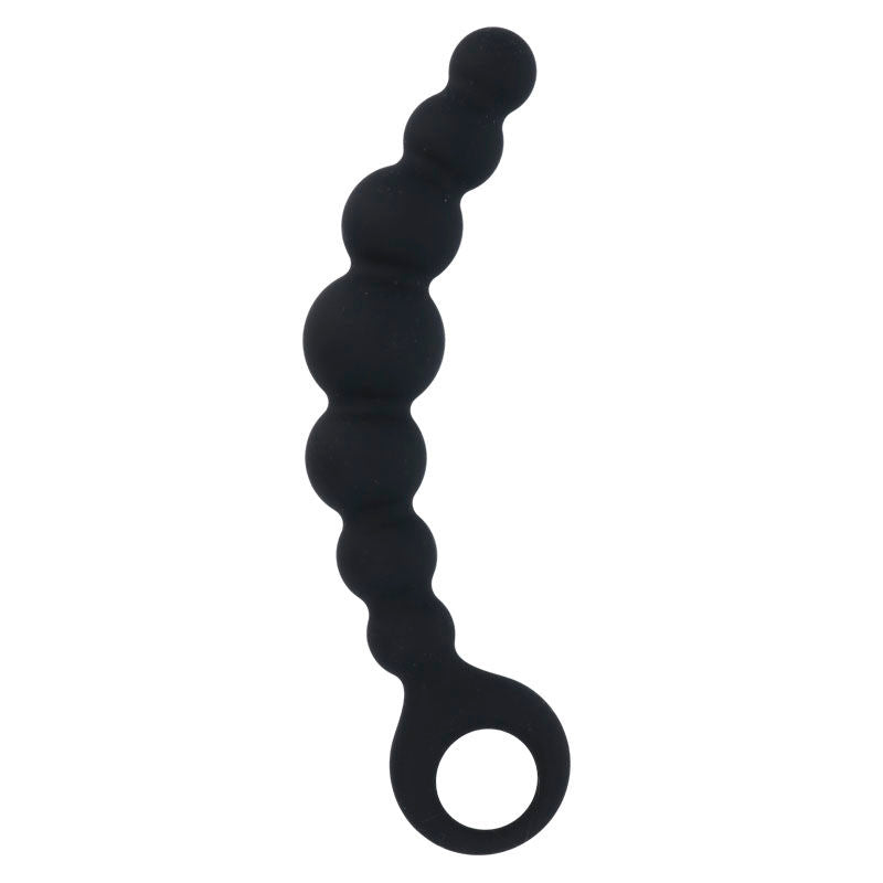 Contas Anais Intense de silicone preto, detalhe do design com 8 bolas macias para estimulação anal.