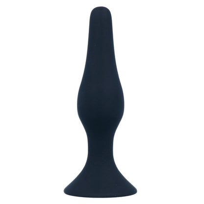Close-up do INTENSE Plug Anal Nível 3 Silicone 12,5cm Preto mostrando sua forma cónica e material macio.