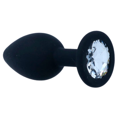 Close-up do Plug Anal INTENSE Shelki S Preto, mostrando sua textura de silicone macio e base elegante.