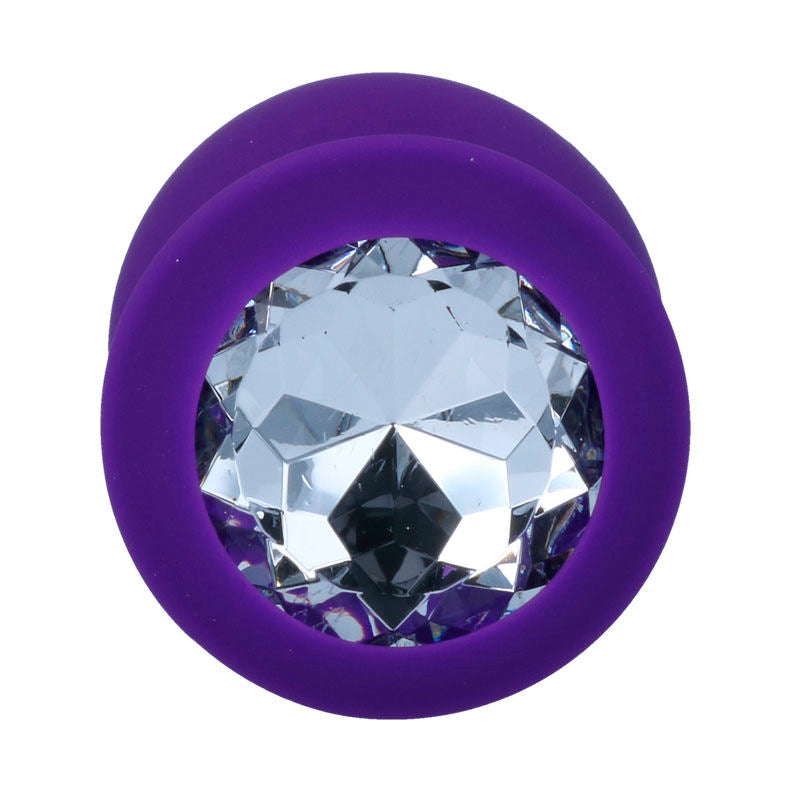 Plug Anal INTENSE Shelki L de silicone macio com base em diamante para estimulação anal.