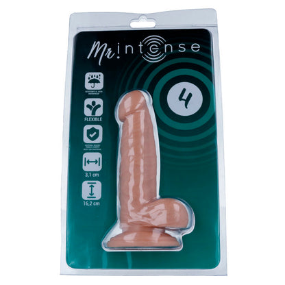 Close-up of the Mr. Intense Dildo Realista 16.2 cm with suction cup, showing its realistic texture and flexible material.