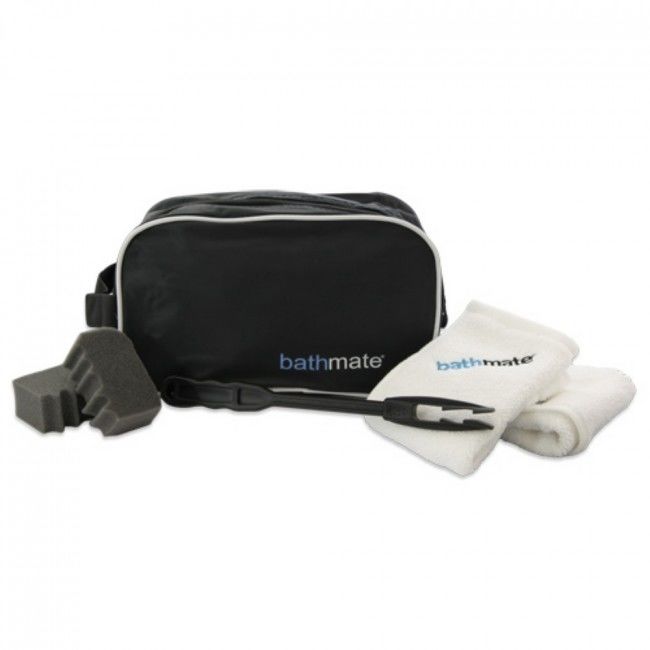 Kit de Limpeza BATHMATE com escova ergonómica e toalhas para higiene de hidrobombas e acessórios.