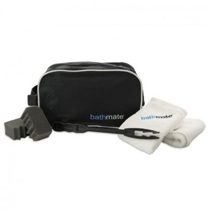 Kit de Limpeza BATHMATE com escova ergonómica e toalhas para higiene de hidrobombas e acessórios.