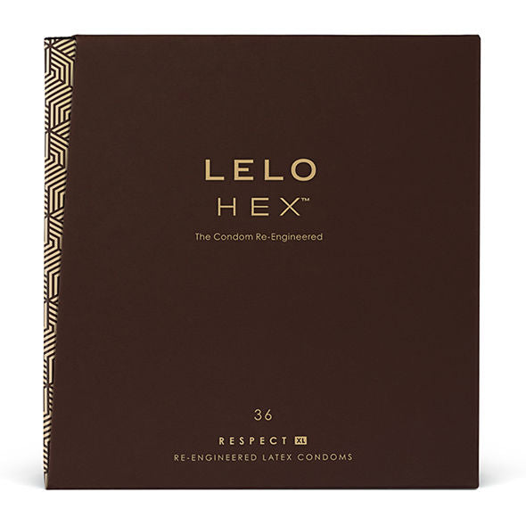Lelo HEX Respect XL Preservativos, 36 unidades, com design hexagonal inovador para conforto e segurança.