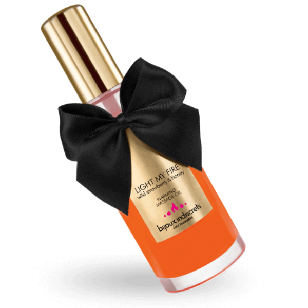 Óleo de Massagem BIJOUX Efeito Calor Aroma Morango 100ml para massagens sensuais e aquecedoras.