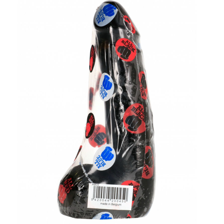 Close-up do Dildo Realista ALL BLACK Preto Suave 20 CM mostrando sua textura e detalhes semirrealistas.