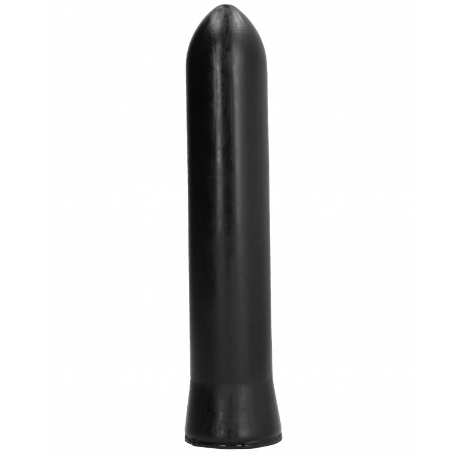 ALL BLACK Dildo Realista 22 cm, vista frontal e detalhes da textura