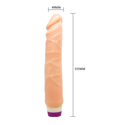 Close-up of the BAILE Vibrador Realista Ondas de Prazer Vibrante 25.5 CM, showing its realistic texture and design.