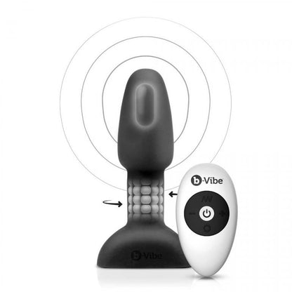 Close-up do Plug Anal Rimming Petite B-VIBE com Controle Remoto, destacando seu design ergonômico e acabamento em silicone.