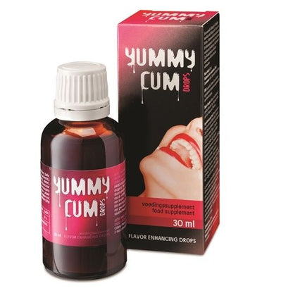 Frasco de COBECO Gotas Yummy Cum 30ml para aumento de quantidade e sabor do esperma.