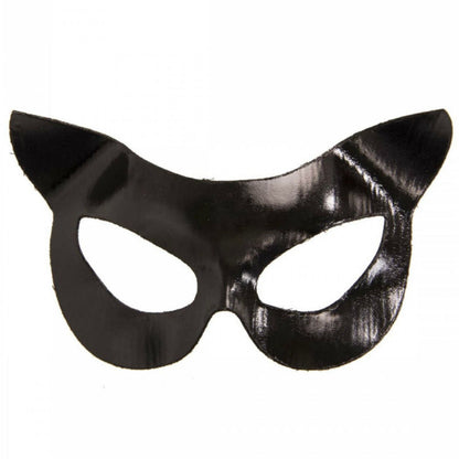 Máscara de gato de vinil preta LEG AVENUE, ideal para roleplay e fantasias.